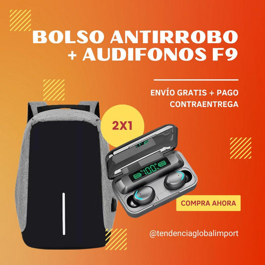 Combo Bolso Antirrobo + Audífonos M10