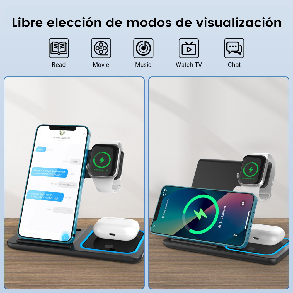 Estación de Carga Inalámbrica Plegable 3 en 1: Simplifica tu Vida Tecnológica