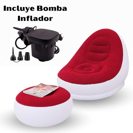 🛋️ Sillón Inflable con Posapiés – Relájate Donde Quieras 🌟